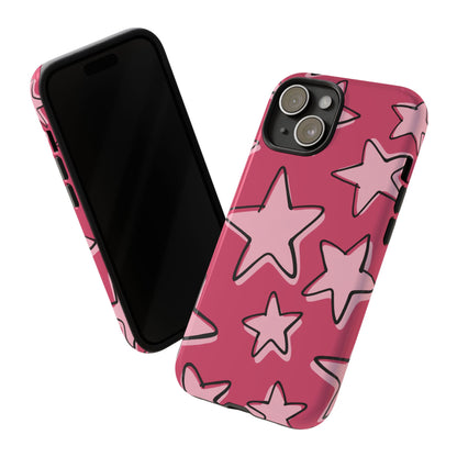 Raspberry Pink Doodle Star Phone Case