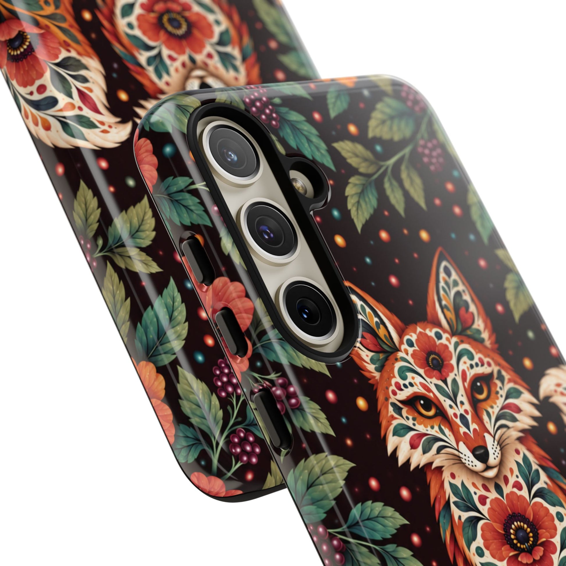 Vibrant Terracotta and Teal Calavera Fox Phone Case - Multicolor Phone Case