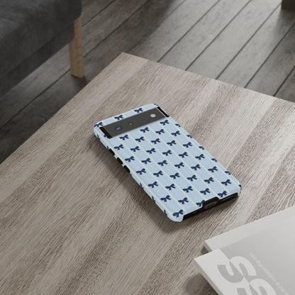 Retro Navy Blue Bow Pattern Phone Case