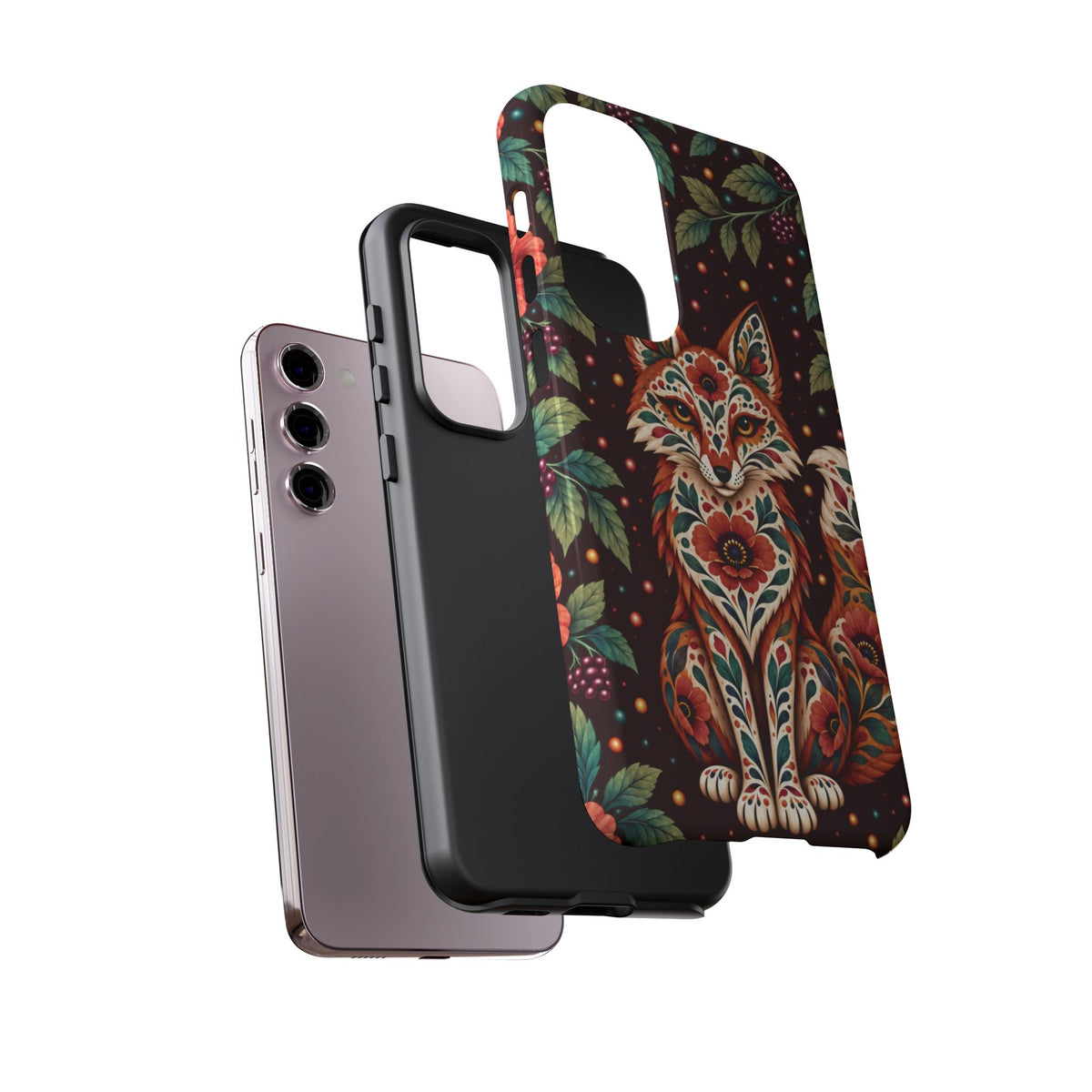 Vibrant Terracotta and Teal Calavera Fox Phone Case - Multicolor Phone Case