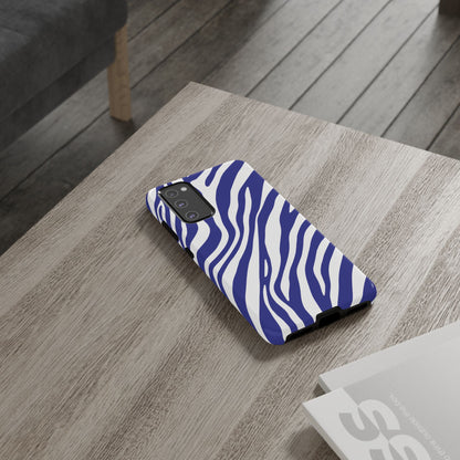 Modern Electric Blue Zebra Print Phone Case