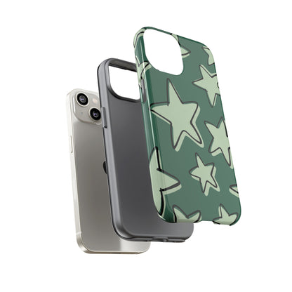 Forest Green Doodle Star Phone Case