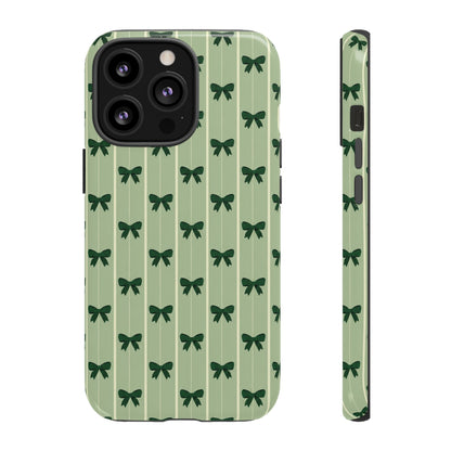 Retro Forest Green Bow Pattern Phone Case