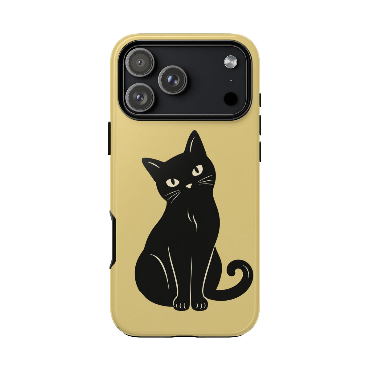 Minimalist Butter Yellow & Black Cat Phone Case