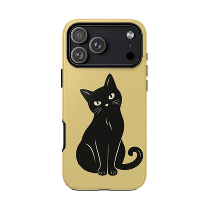 Minimalist Butter Yellow & Black Cat Phone Case