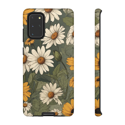Samsung Galaxy S20+ / Glossy Phone Case - Boho Chic Daisies Floral Pattern ’White & Yellow’ Phone Case