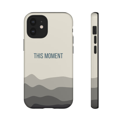 iPhone 12 Mini / Glossy Phone Case - Minimalist Cream Waves ’This Moment’ Statement Phone Case