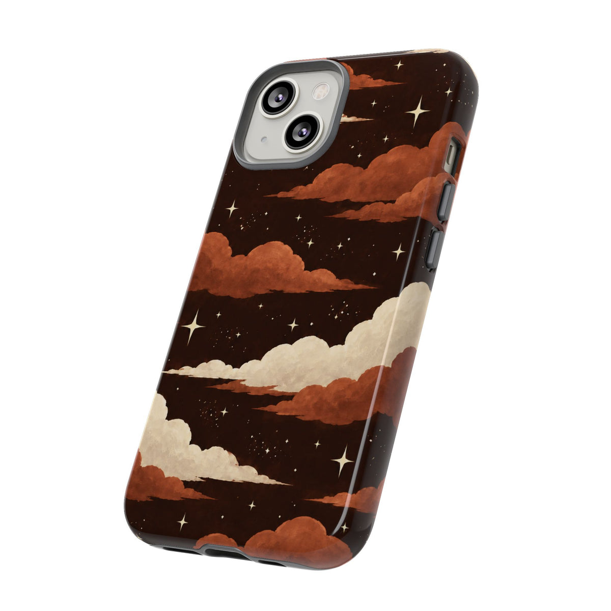 Illustrated Burnt Orange Clouds & Stars Phone Case