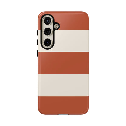 Samsung Galaxy S24 Plus / Glossy Phone Case - Terracotta Horizontal Stripe Pattern Phone Case