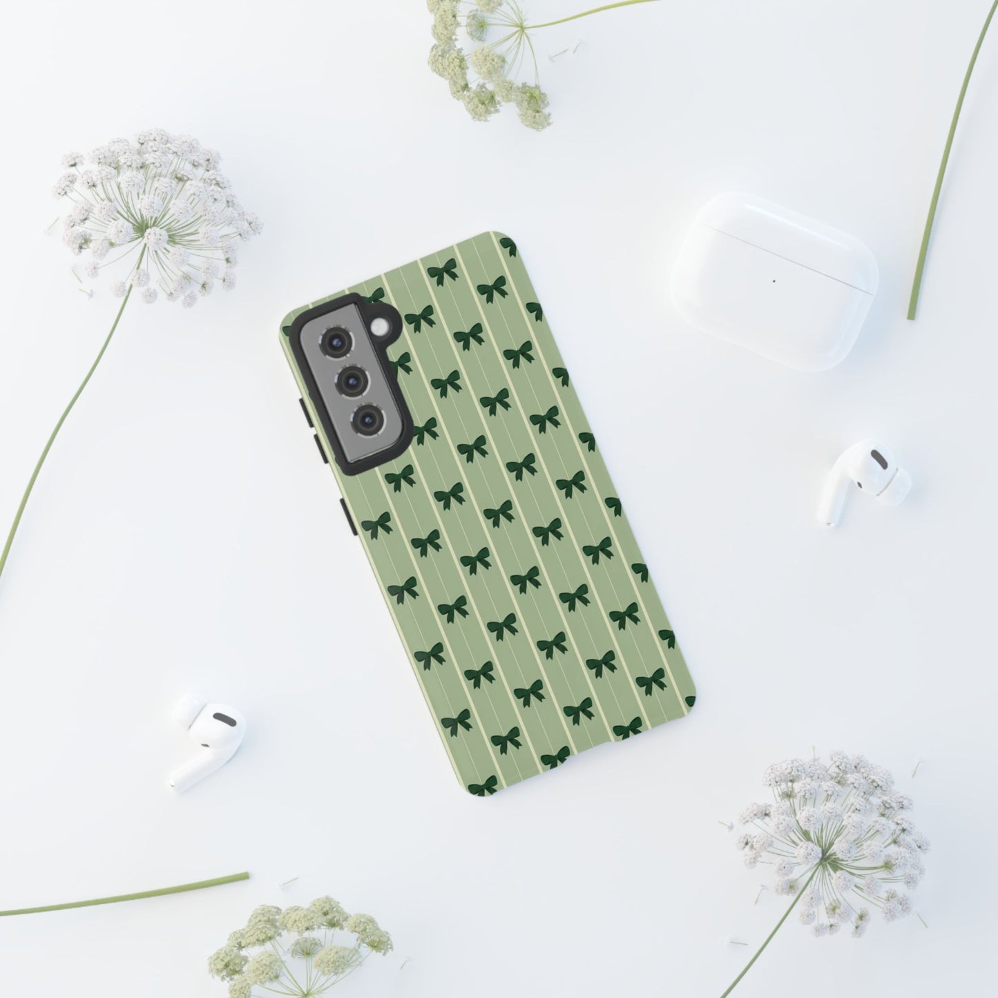 Retro Forest Green Bow Pattern Phone Case
