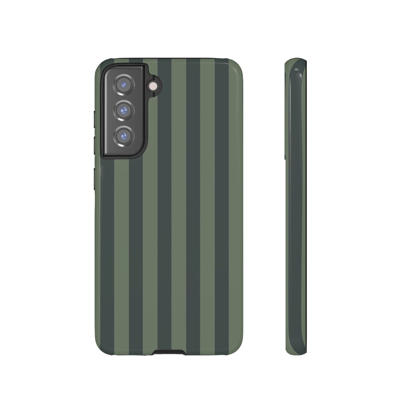 Samsung Galaxy S21 FE / Glossy Phone Case - ’Dark Green Stripe Pattern’ Phone Case