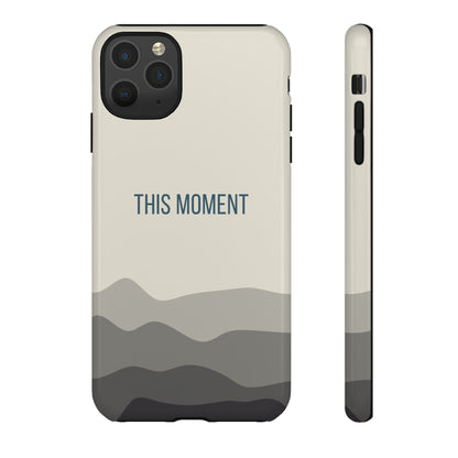 iPhone 11 Pro Max / Glossy Phone Case - Minimalist Cream Waves ’This Moment’ Statement Phone Case