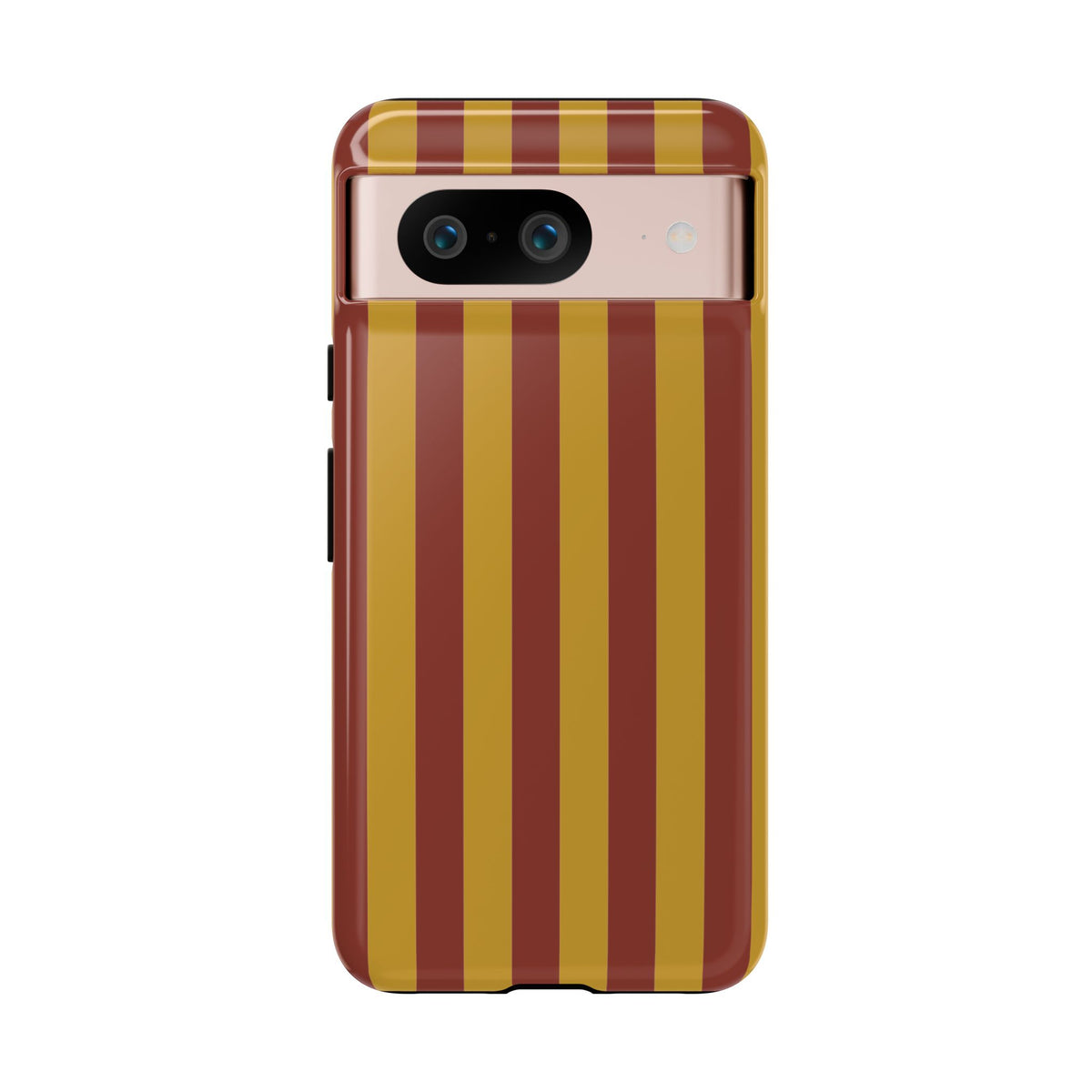 Trendy Mustard & Burgandy Stripe Pattern Phone Case - Brown Phone Case - Google Pixel 8 / Glossy