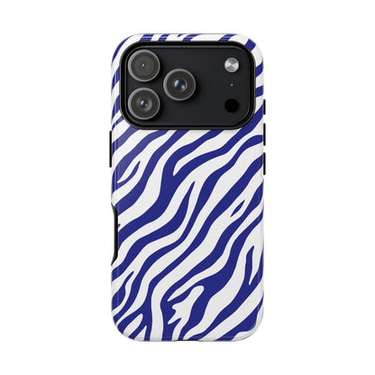 Stylish Electric Blue Zebra Print Phone Case