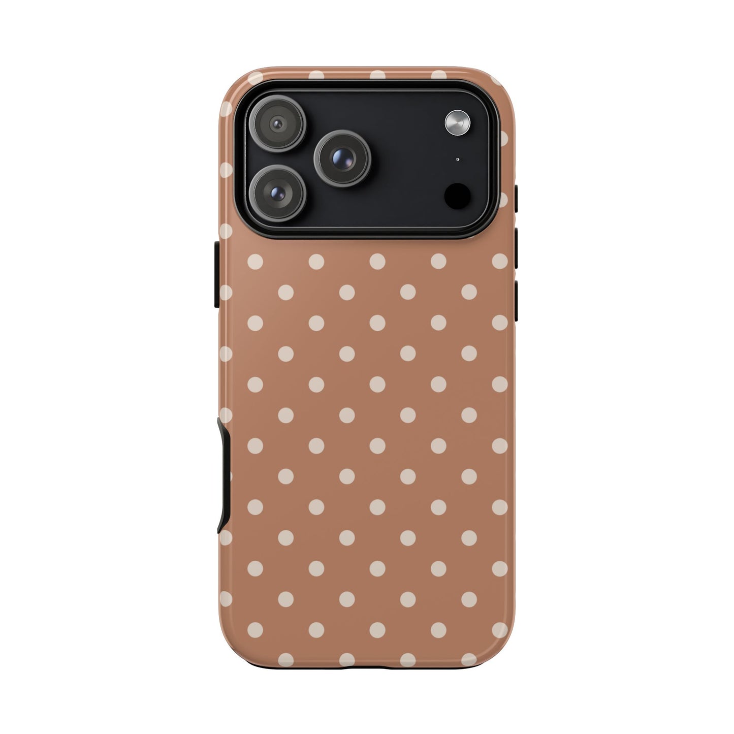 iPhone 17 Pro Max / Glossy Phone Case - Brown with White Dot Pattern Phone Case
