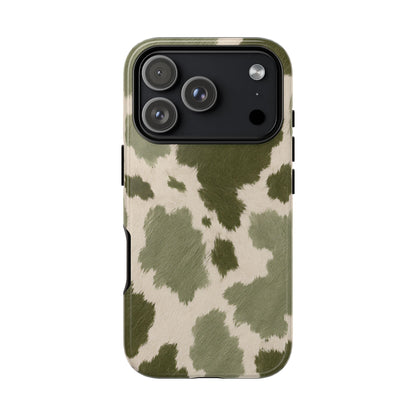 Stylish Olive Green Cow Print Phone Case - Green Phone Case - iPhone 18 Pro / Glossy
