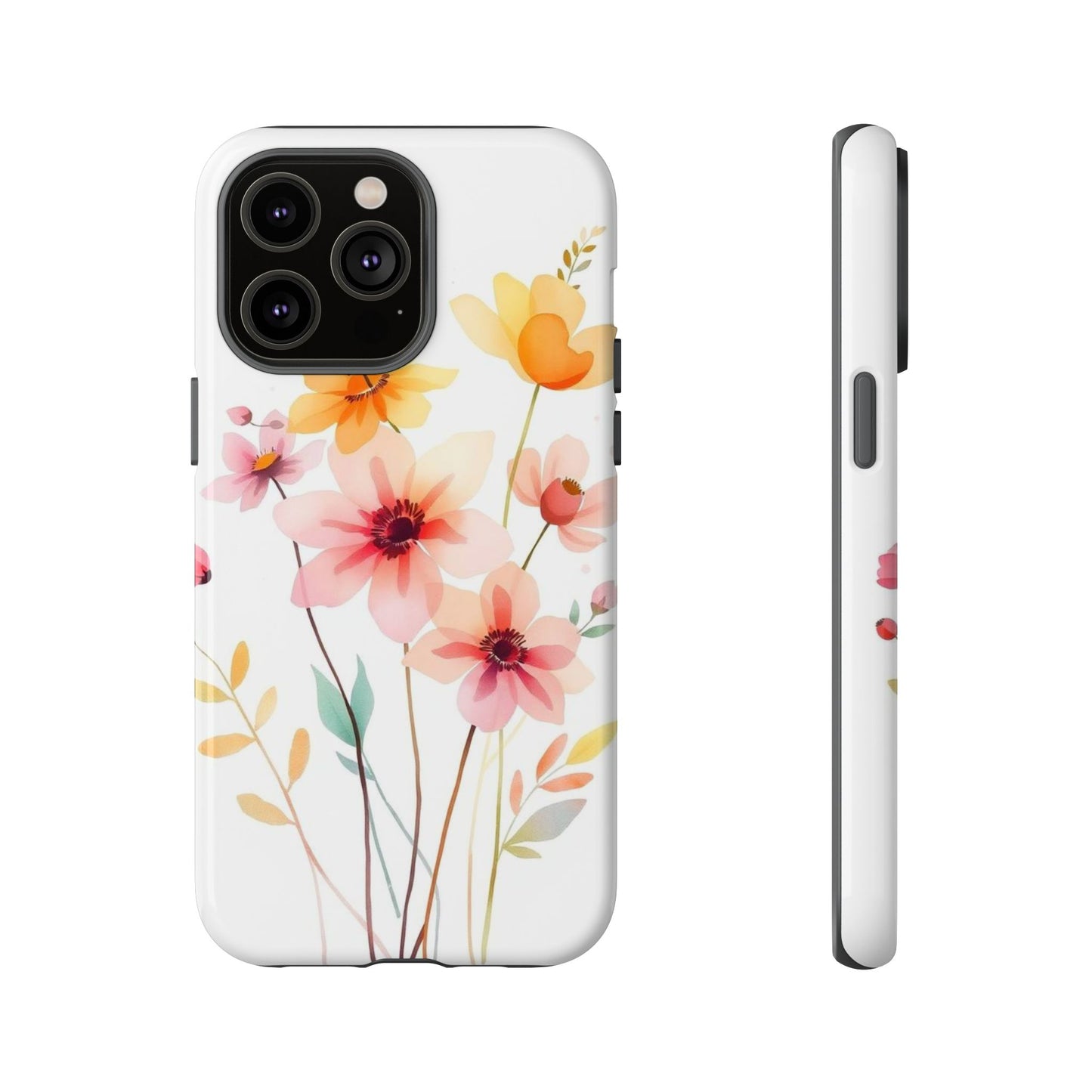 iPhone 14 Pro Max / Glossy Phone Case - Boho Chic Watercolour Blooms Design Phone Case