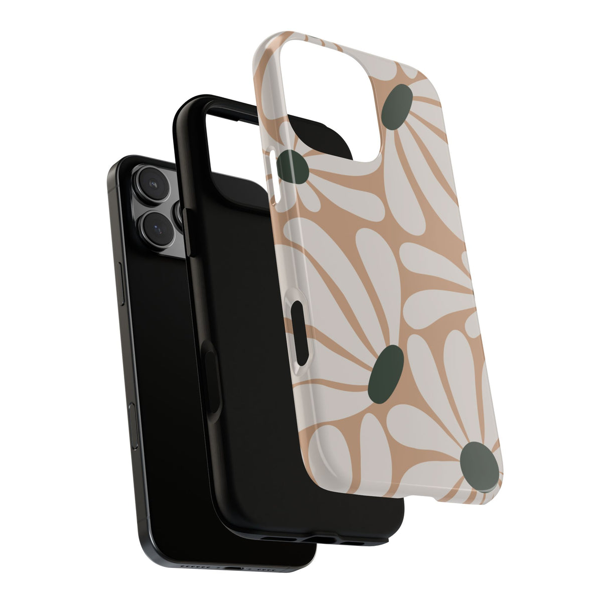 Retro Beige & White Daisy Pattern Phone Case - Beige Phone Case