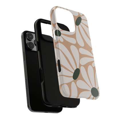 Retro Beige & White Daisy Pattern Phone Case - Beige Phone Case