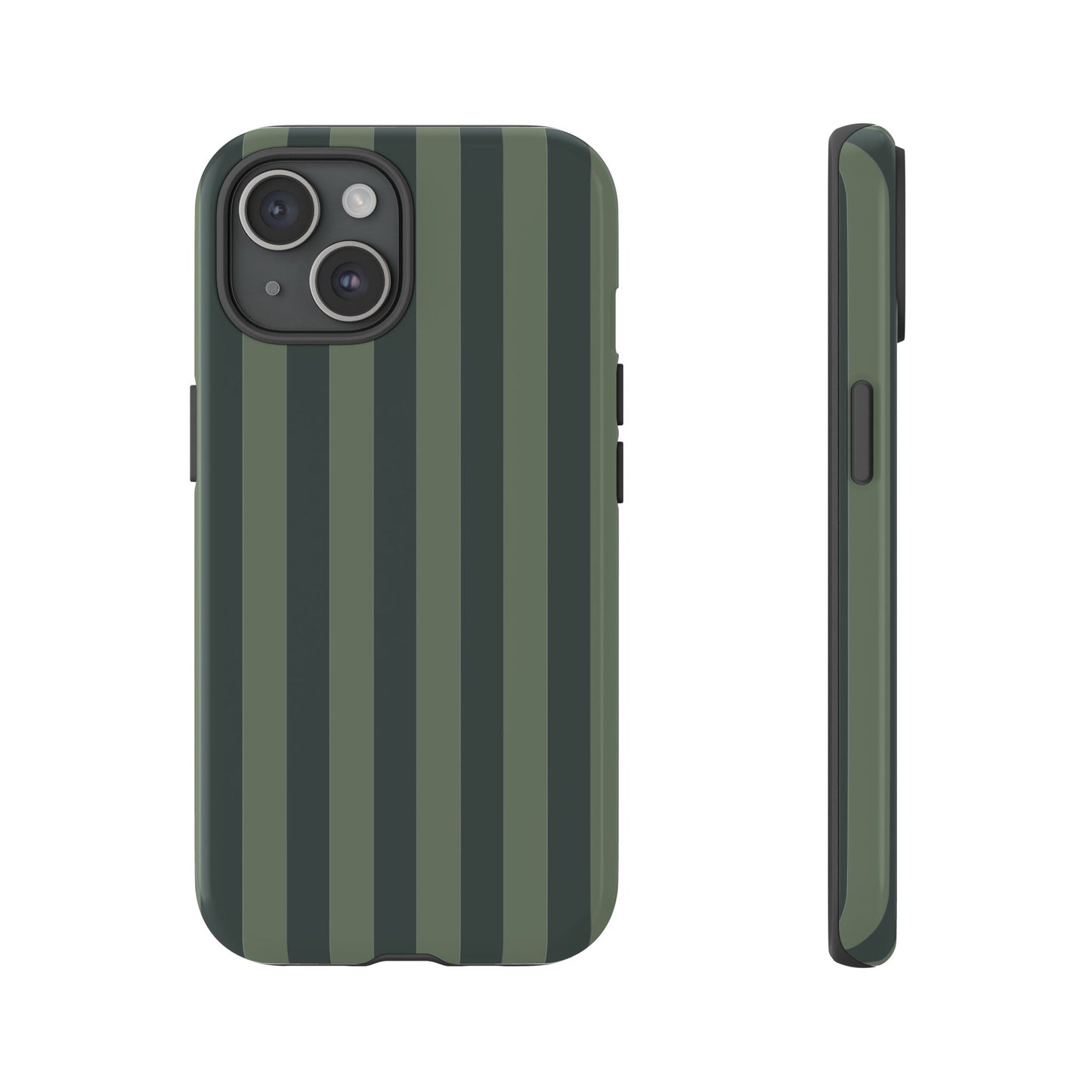 iPhone 15 / Glossy Phone Case - ’Dark Green Stripe Pattern’ Phone Case