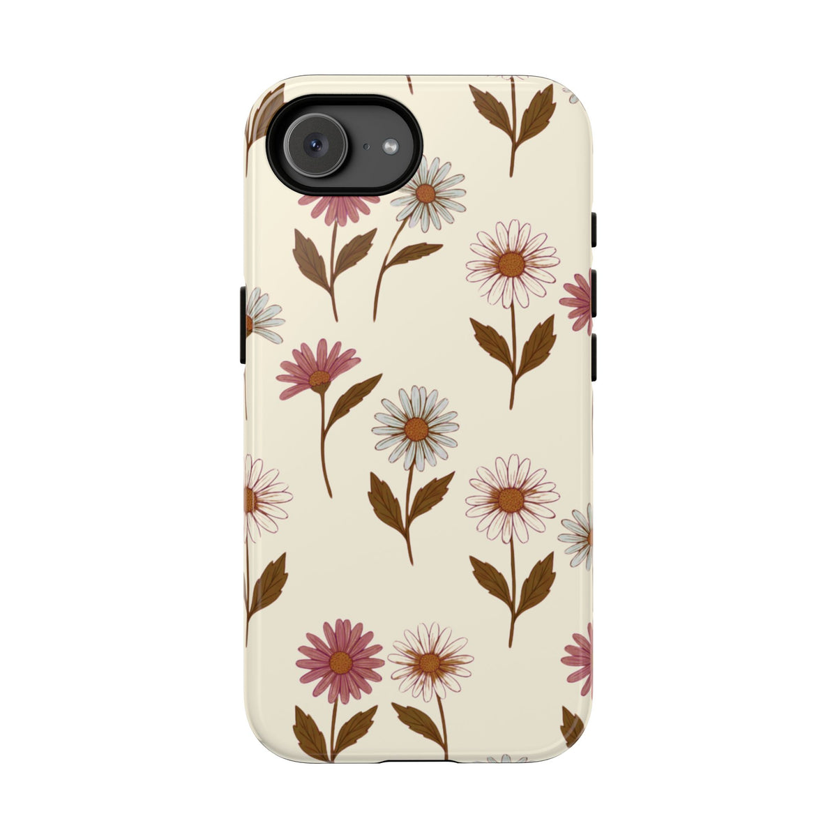 Pretty Cream & Rose Daisy Pattern Phone Case - White Phone Case - iPhone 17e / Glossy