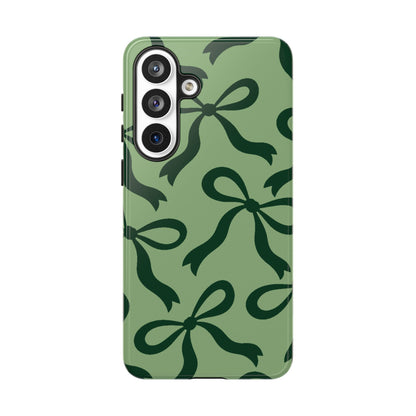 Bold Sage Green and Forest Green Bow Pattern Phone Case - Green Phone Case - Samsung Galaxy S26 Plus / Glossy
