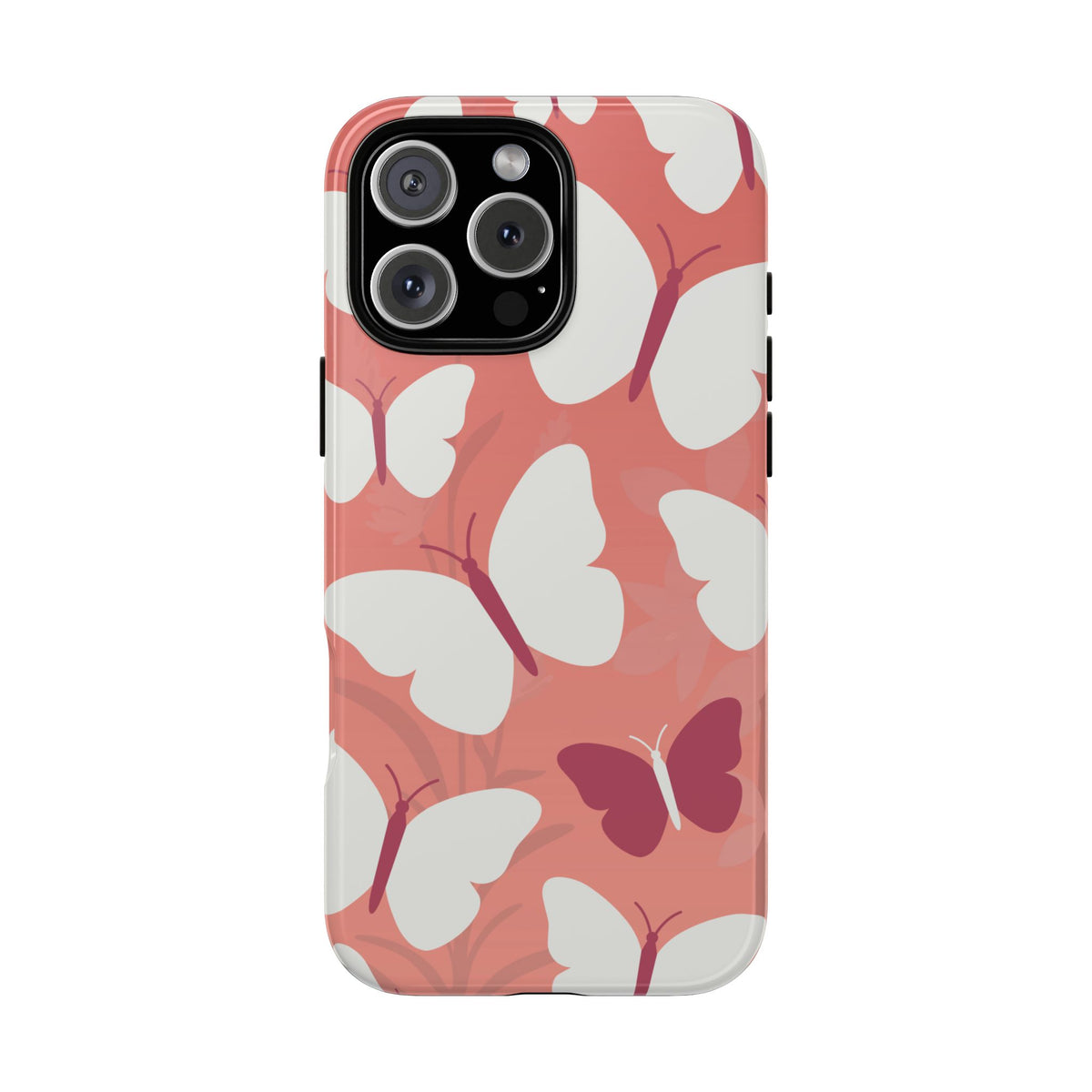 Minimalist Pink Butterfly Pattern Phone Case - Pink Phone Case - iPhone 16 Pro Max / Glossy