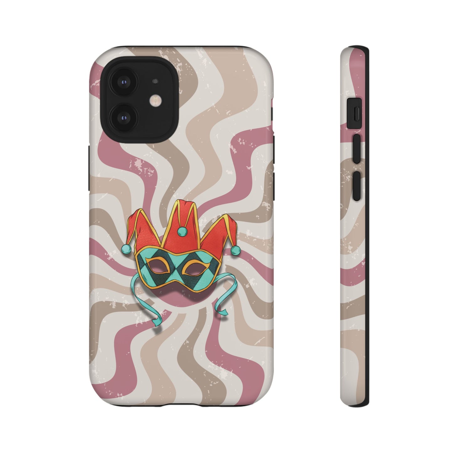 Venetian Jester Mask – Pink Retro Soft Revival Phone Case - Pink Phone Case - iPhone 12 Mini / Glossy