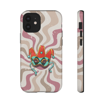Venetian Jester Mask – Pink Retro Soft Revival Phone Case - Pink Phone Case - iPhone 12 Mini / Glossy