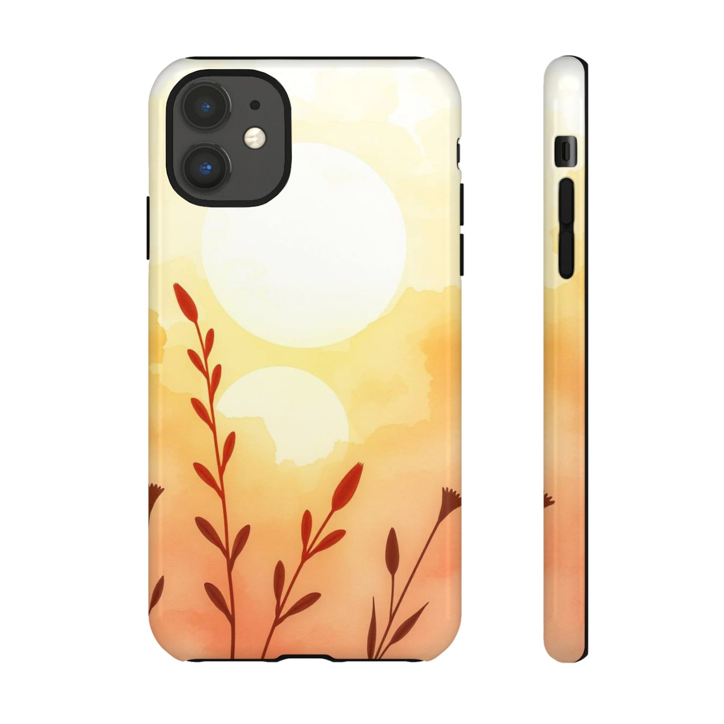 iPhone 11 / Glossy Phone Case - Watercolour Wildflower & Sun Design Phone Case