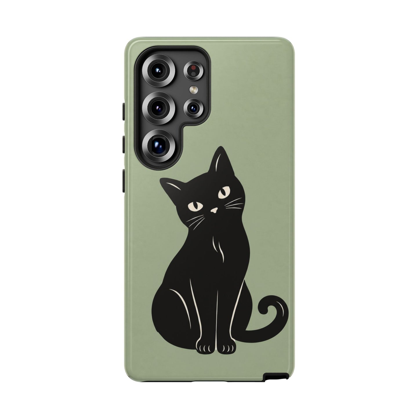 Minimalist Sage Green & Black Cat Phone Case