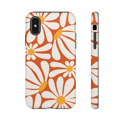 Retro Orange Daisy Pattern Phone Case - Orange Phone Case - iPhone XS / Glossy