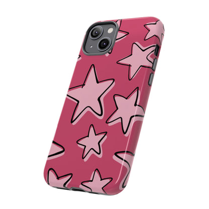 Raspberry Pink Doodle Star Phone Case