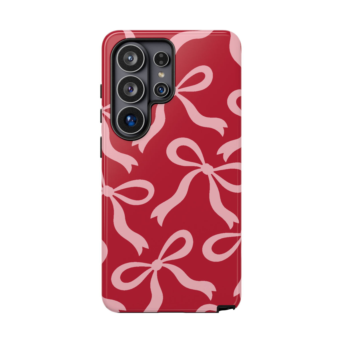 Bold Raspberry Red and Blush Pink Bow Pattern Phone Case - Red Phone Case - Samsung Galaxy S26 Ultra / Glossy