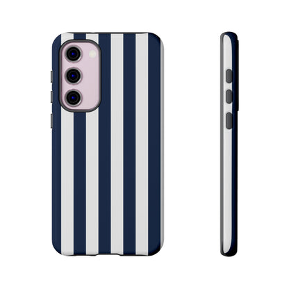 Samsung Galaxy S23 Plus / Glossy Phone Case - Simple Dark Blue & White Stripe Pattern Phone Case