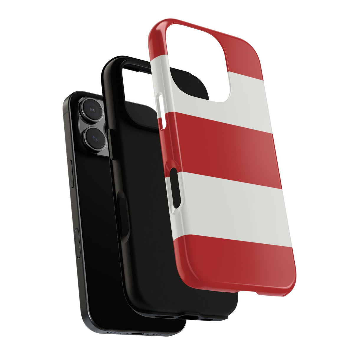 Red & White Horizontal Stripe Pattern Phone Case - Red Phone Case
