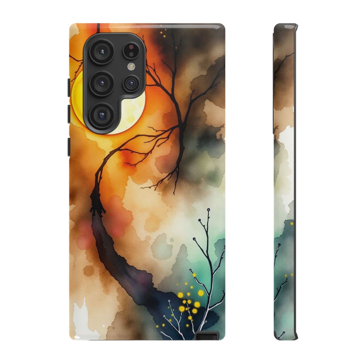 Samsung Galaxy S22 Ultra / Glossy Phone Case - Abstract Watercolour Gothic Scene Phone Case