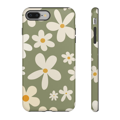 Chic Green Daisy Pattern Phone Case - Green Phone Case - iPhone 8 Plus / Glossy