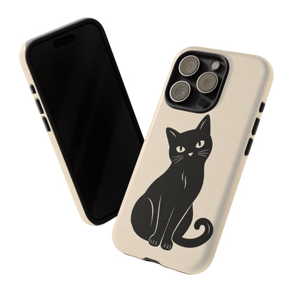 Minimalist Cream & Black Cat Phone Case