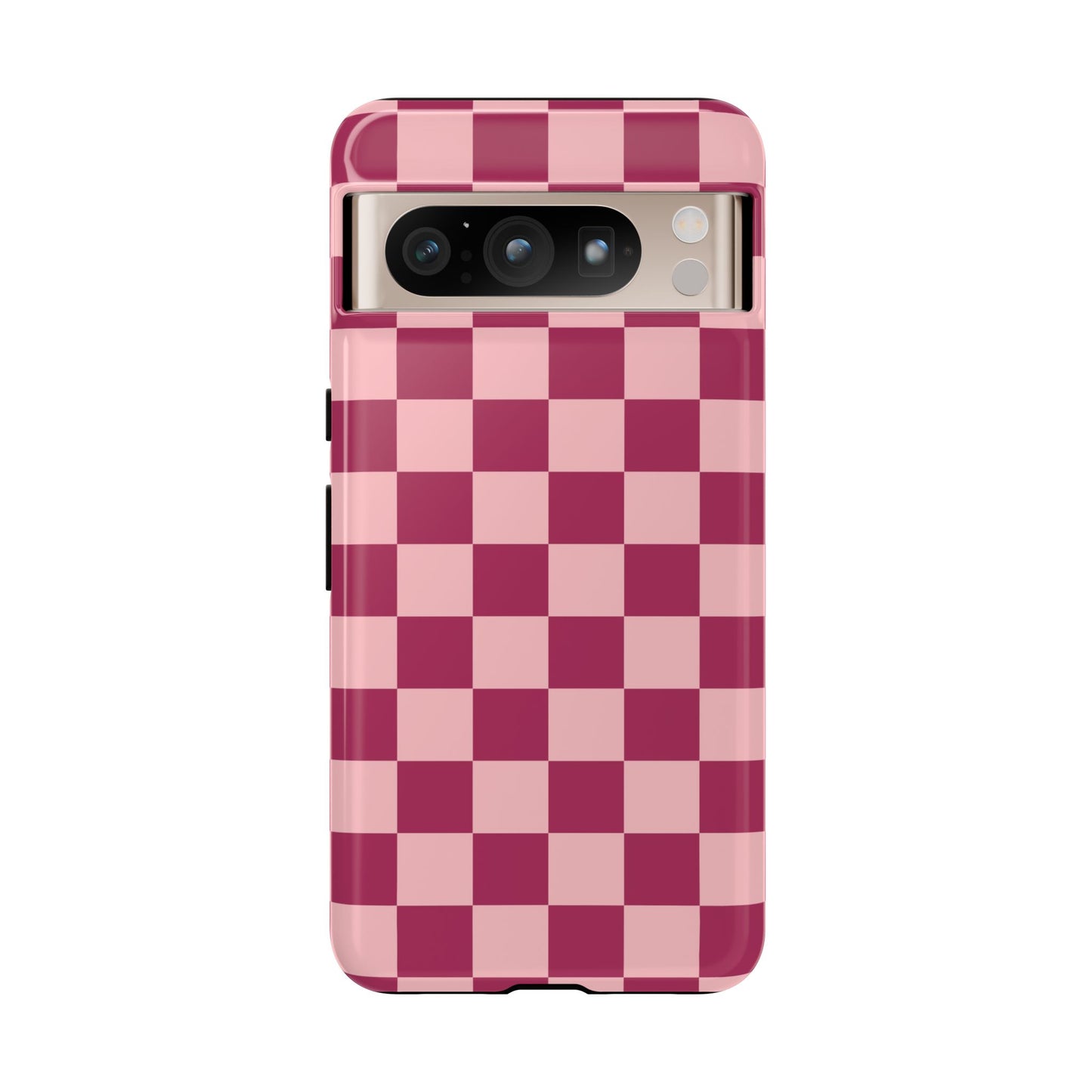 Google Pixel 8 Pro / Glossy Phone Case - ’Pink Checkered Pattern’ Phone Case