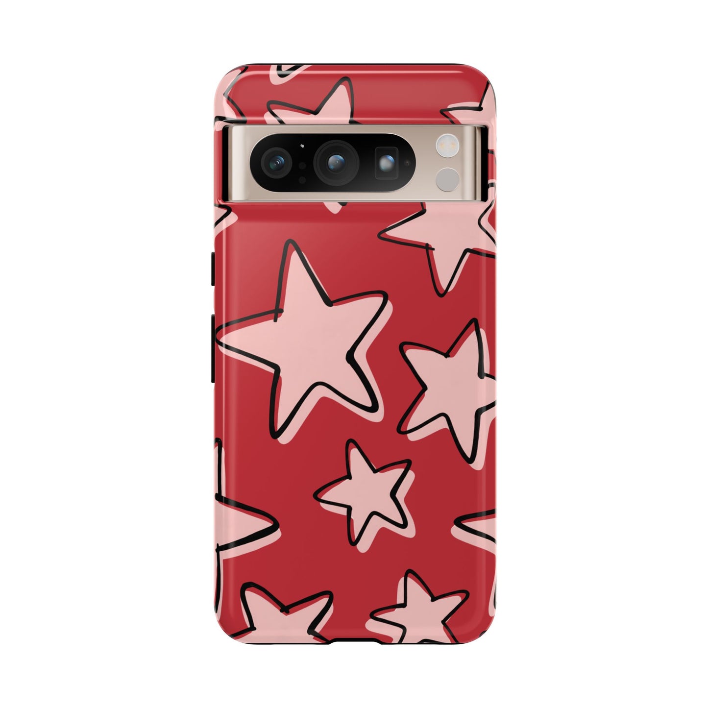 Cherry Red Doodle Star Phone Case