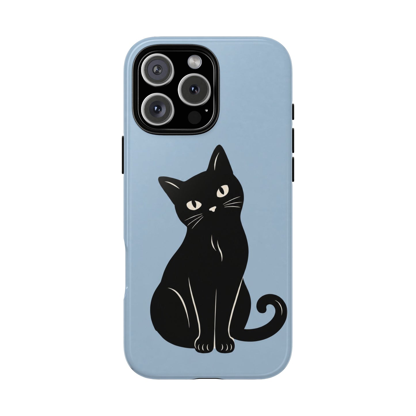 Minimalist Powder Blue & Black Cat Phone Case