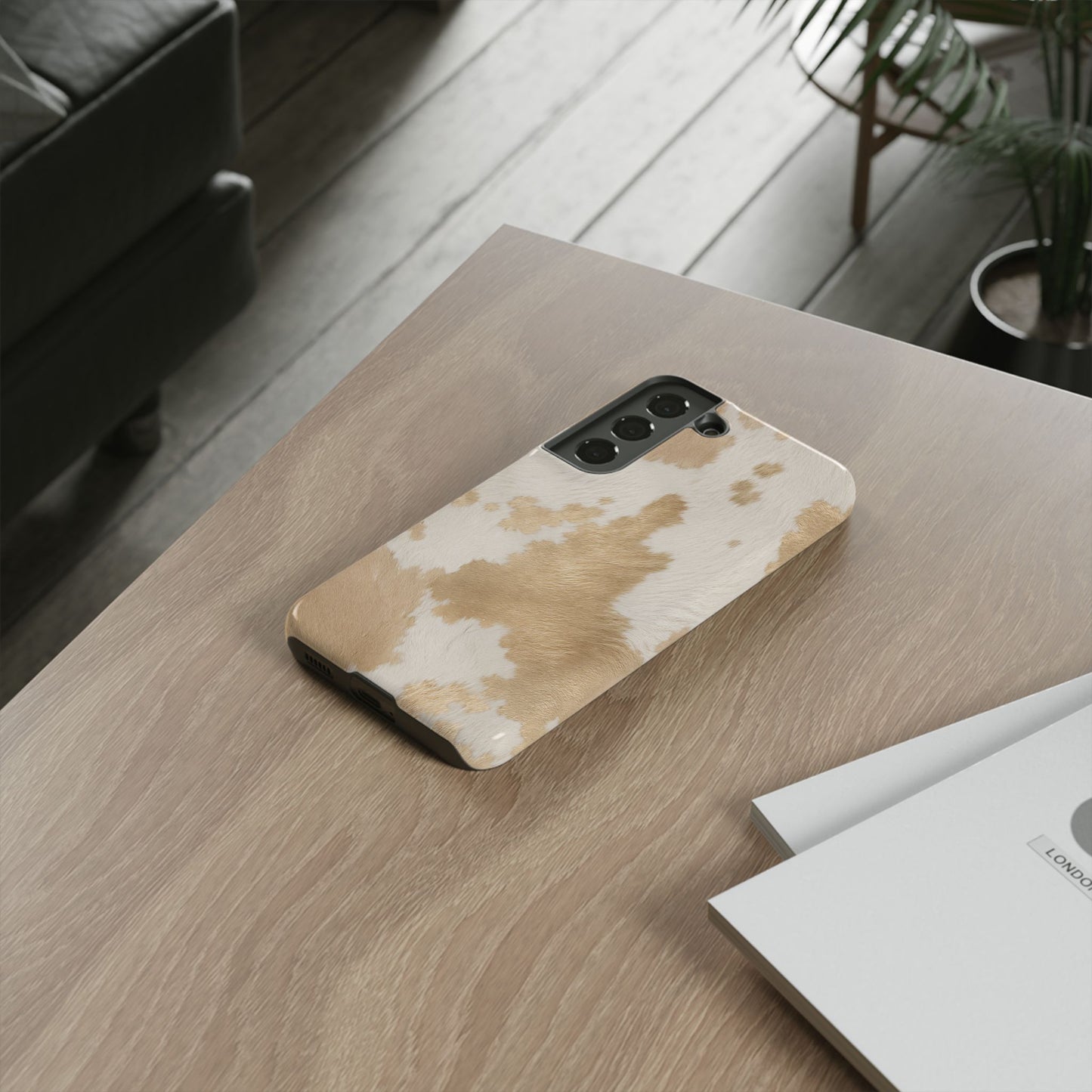 Elegant Champagne Cow Print Phone Case