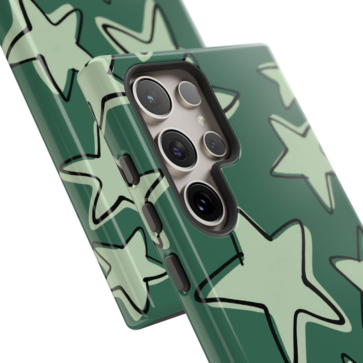 Forest Green Doodle Star Phone Case