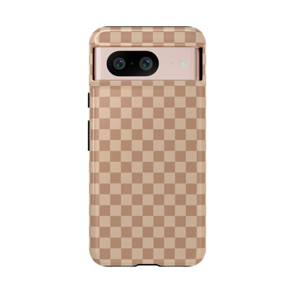 Google Pixel 8 / Glossy Phone Case - ’Bold Tan Checkered Pattern’ Phone Case