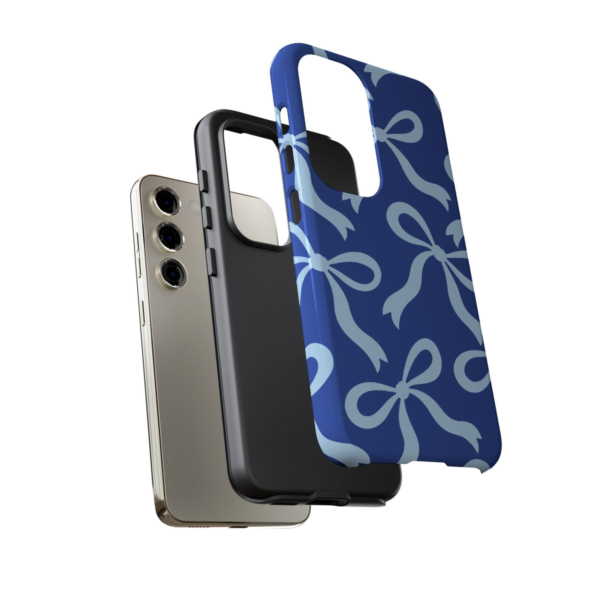 Bold Cobalt Blue and Powder Blue Bow Pattern Phone Case - Blue Phone Case