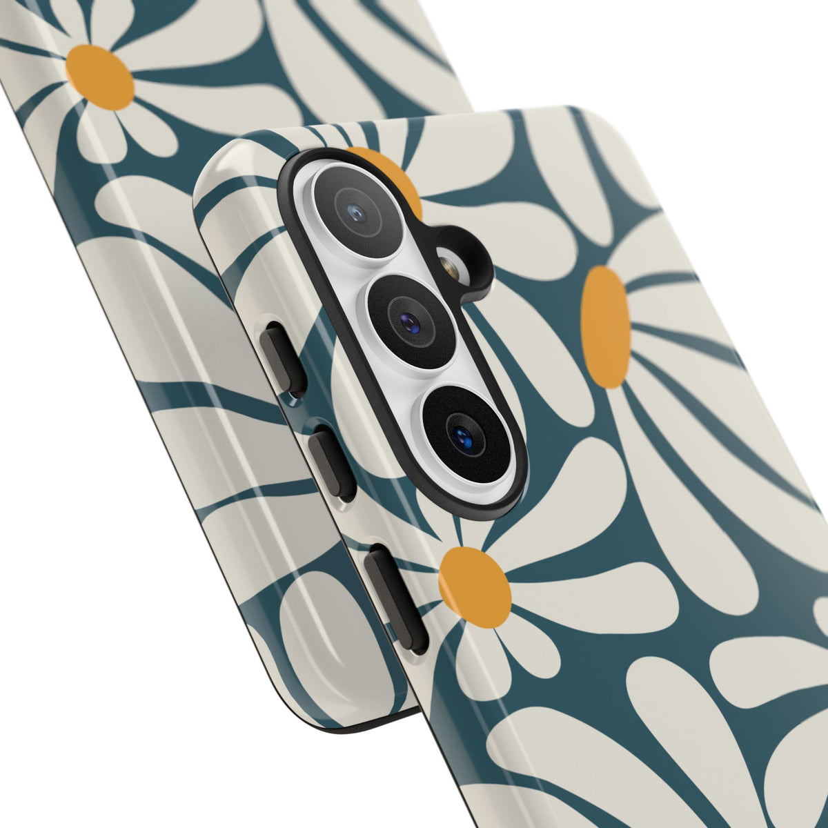 Retro Blue Daisy Pattern Phone Case - Blue Phone Case