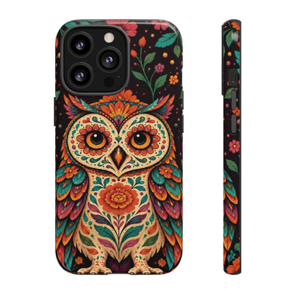 Vibrant Terracotta and Teal Calavera Owl Phone Case - Multicolor Phone Case - iPhone 13 Pro / Glossy