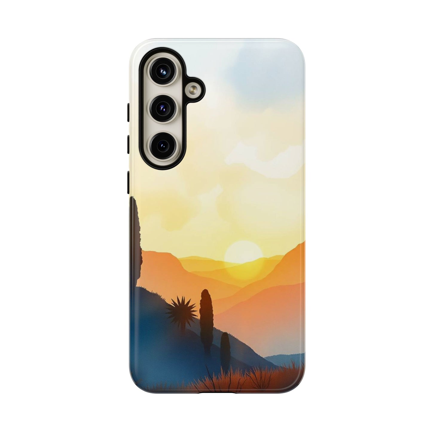 Samsung Galaxy S24 Plus / Glossy Phone Case - Watercolour Sunset Design Phone Case