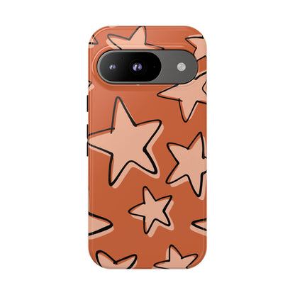 Burnt Orange Doodle Star Phone Case
